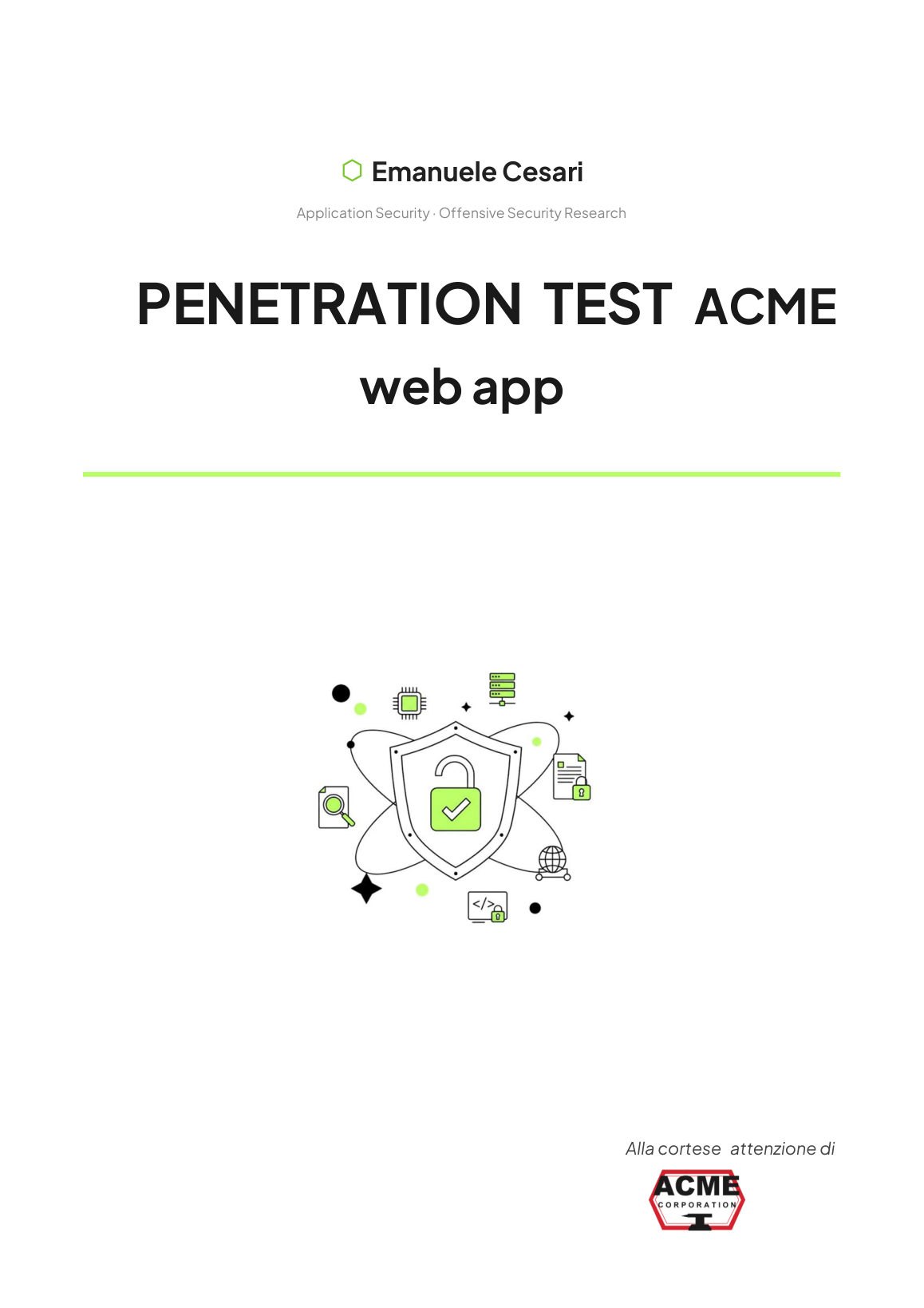 Anteprima del report di penetration test di esempio